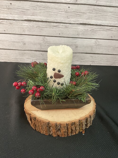 Large Snowman Candle Centerpiece