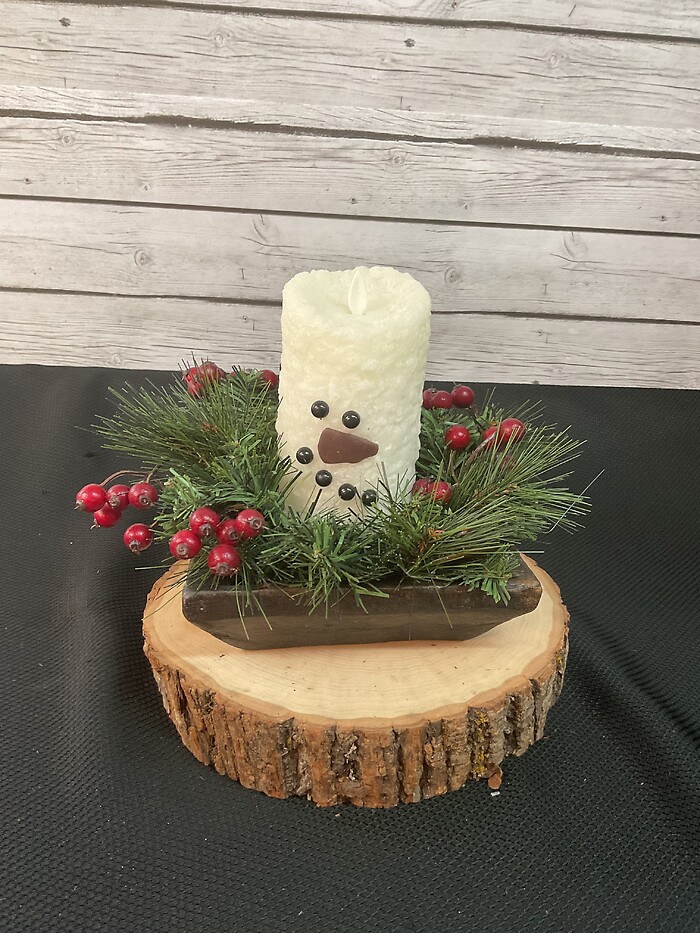 Large Snowman Candle Centerpiece