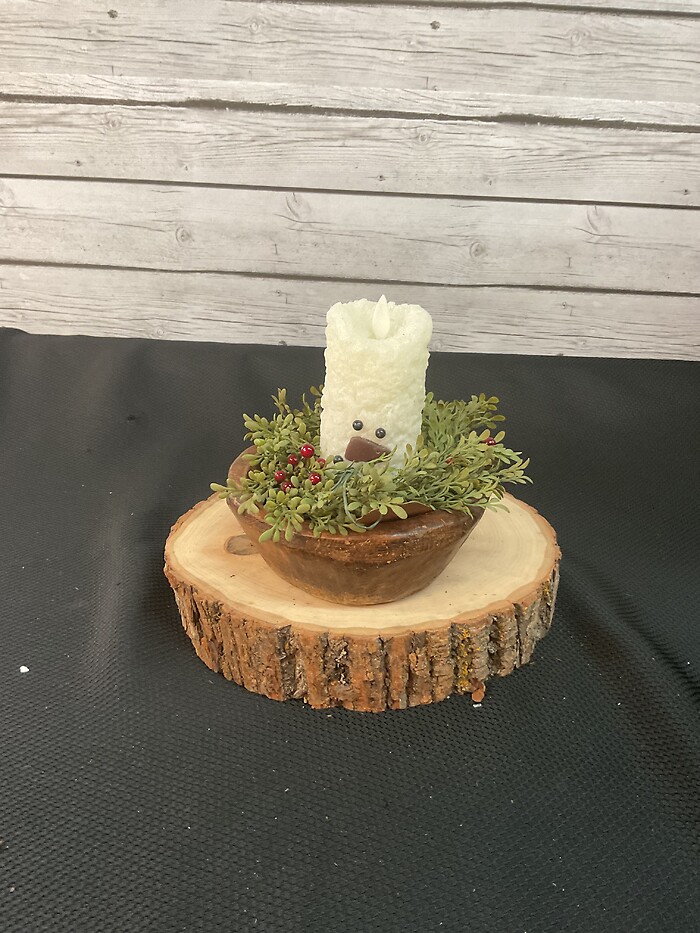 Small Candle Snowman Centerpiece